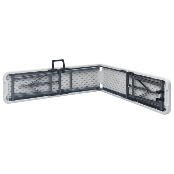 vidaXL Składany stół ogrodowy z 2 ławkami, 180 cm, stal i HDPE, biały