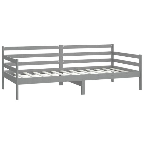 vidaXL Łóżko dzienne, szare, lite drewno sosnowe, 90x200 cm