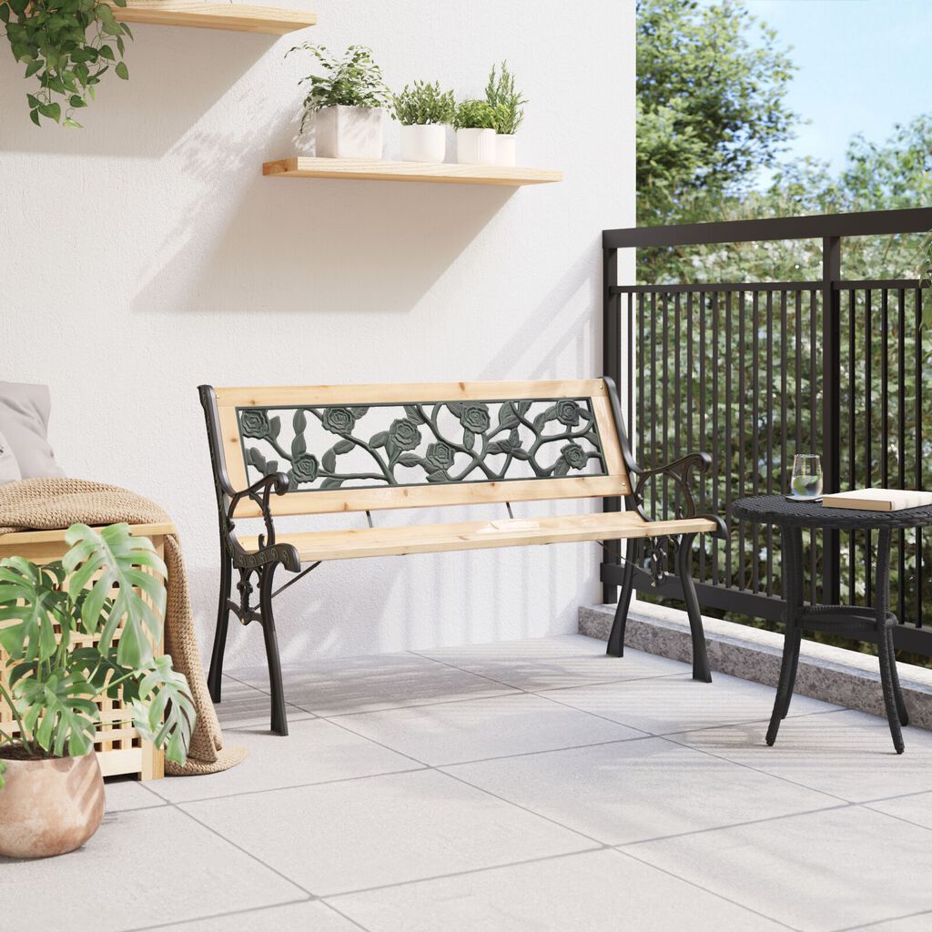 ławka ogrodowa vidaXL z plecami w różany wzór 116 cm z drewna
