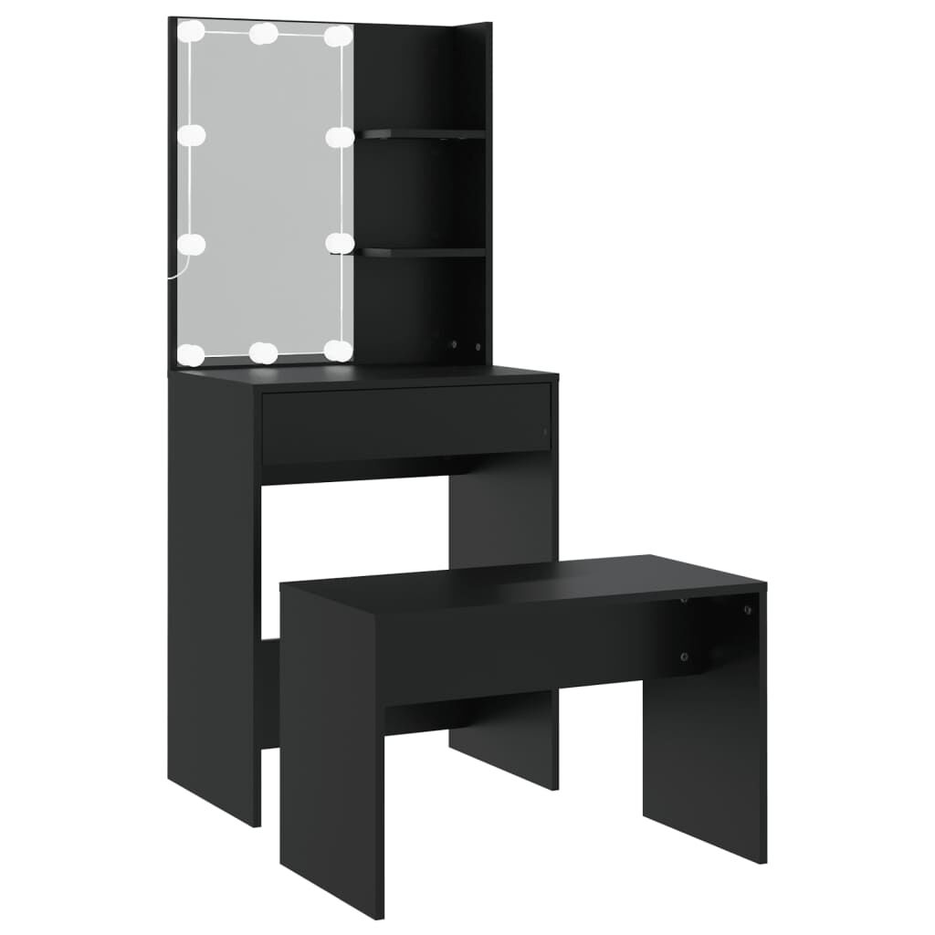 vidaXL Toaletka z LED, czarna, materiał drewnopochodny