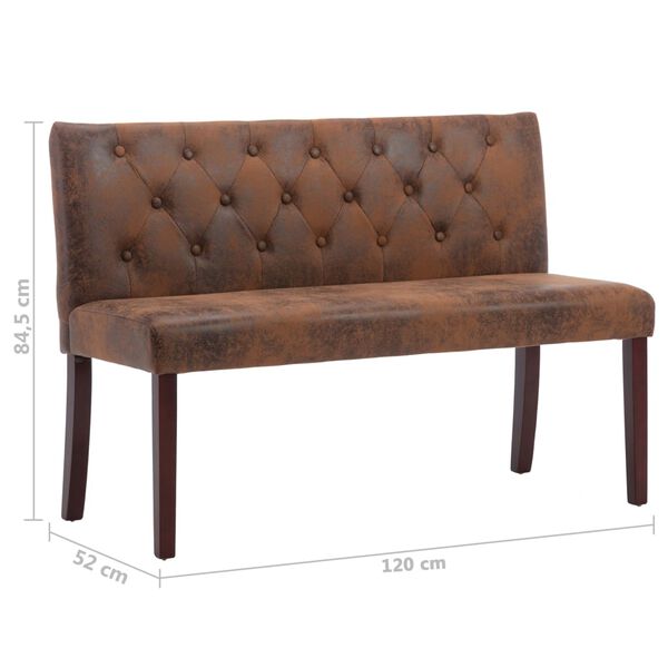 vidaXL Ławka, 120 cm, brązowa, sztuczna skóra zamszowa