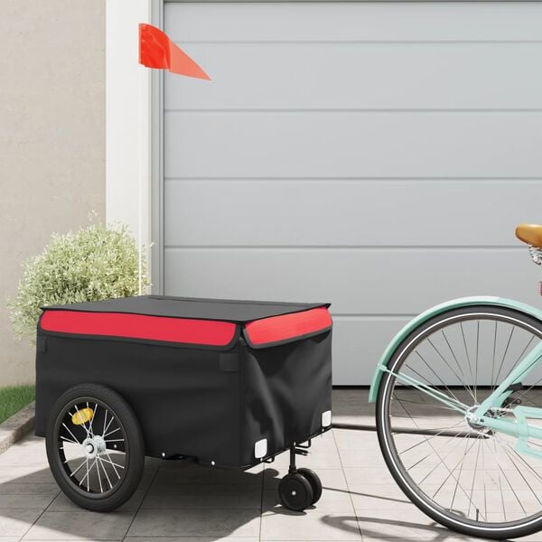 vidaXL Przyczepka rowerowa, czarno-czerwona, 45 kg, żelazo