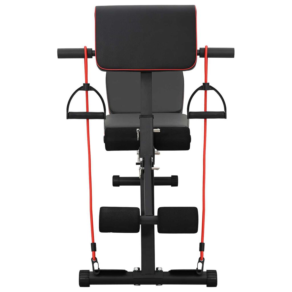 vidaXL Regulowana ławka treningowa z gumami oporowymi 150 kg Czarna Stal