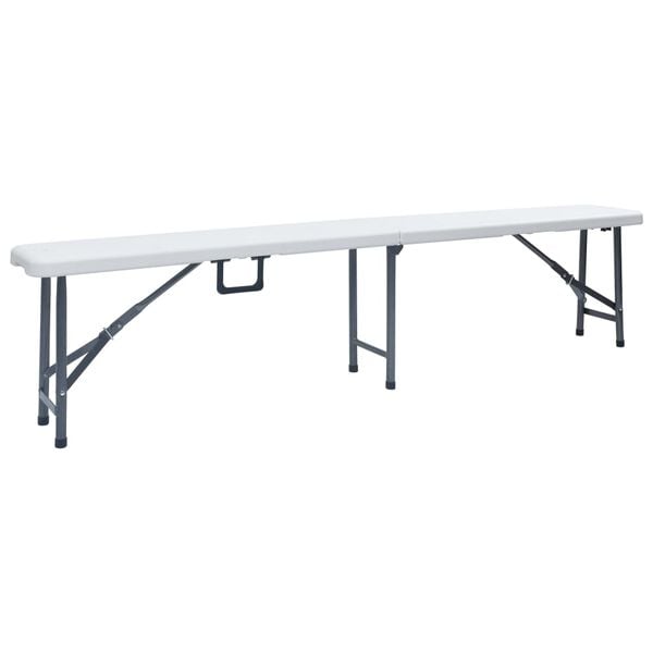 vidaXL Składany stół ogrodowy z 2 ławkami, 180 cm, stal i HDPE, biały