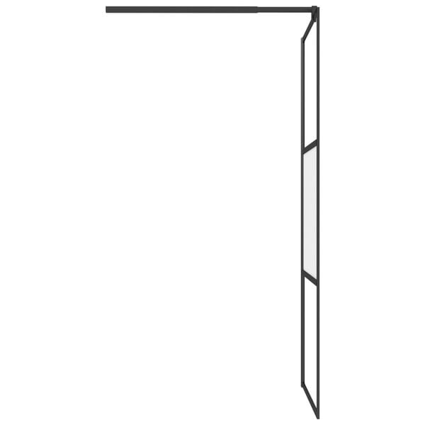 vidaXL Ścianka prysznicowa z półką, czarna, 80x195 cm, ESG i aluminium