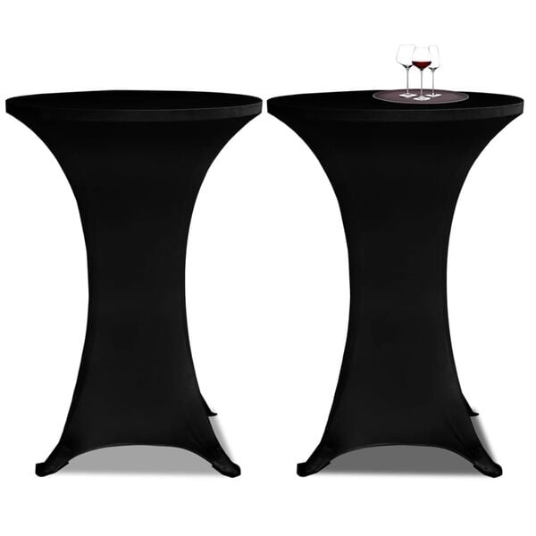 vidaXL Obrus na stół barowy Ø 60 cm, czarny, elastyczny, 2 szt.