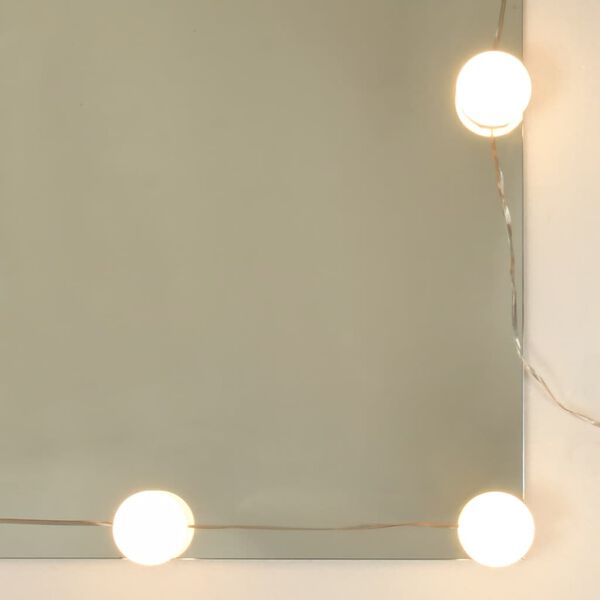 vidaXL Szafka z lustrem i LED, biała z połyskiem, 70x16,5x60 cm