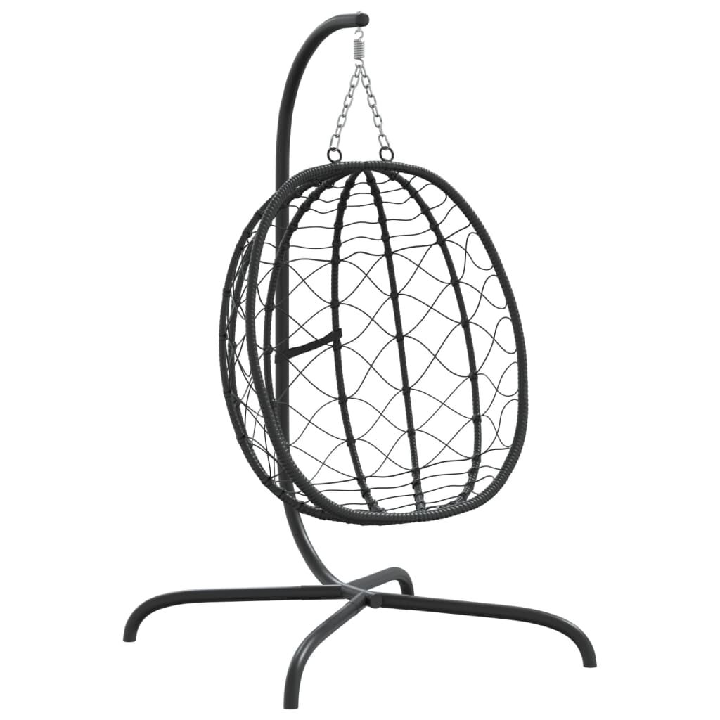 vidaXL Wiszące krzesło kokon z poduszką, kolor taupe, rattan PE i stal