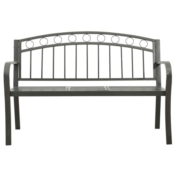 vidaXL Ławka ogrodowa ze stolikiem, szara, 120 cm, stalowa