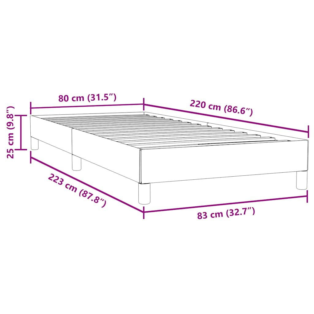 vidaXL Łóżko typu Box Spring bez materaca Ciemnoniebieskie 80x220 cm