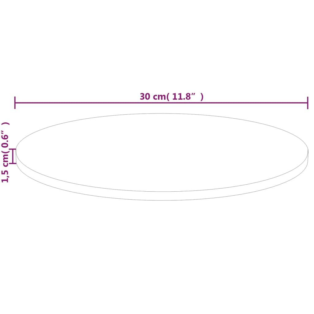 vidaXL Okrągły blat do stolika, Ø30x1,5 cm, surowe drewno dębowe