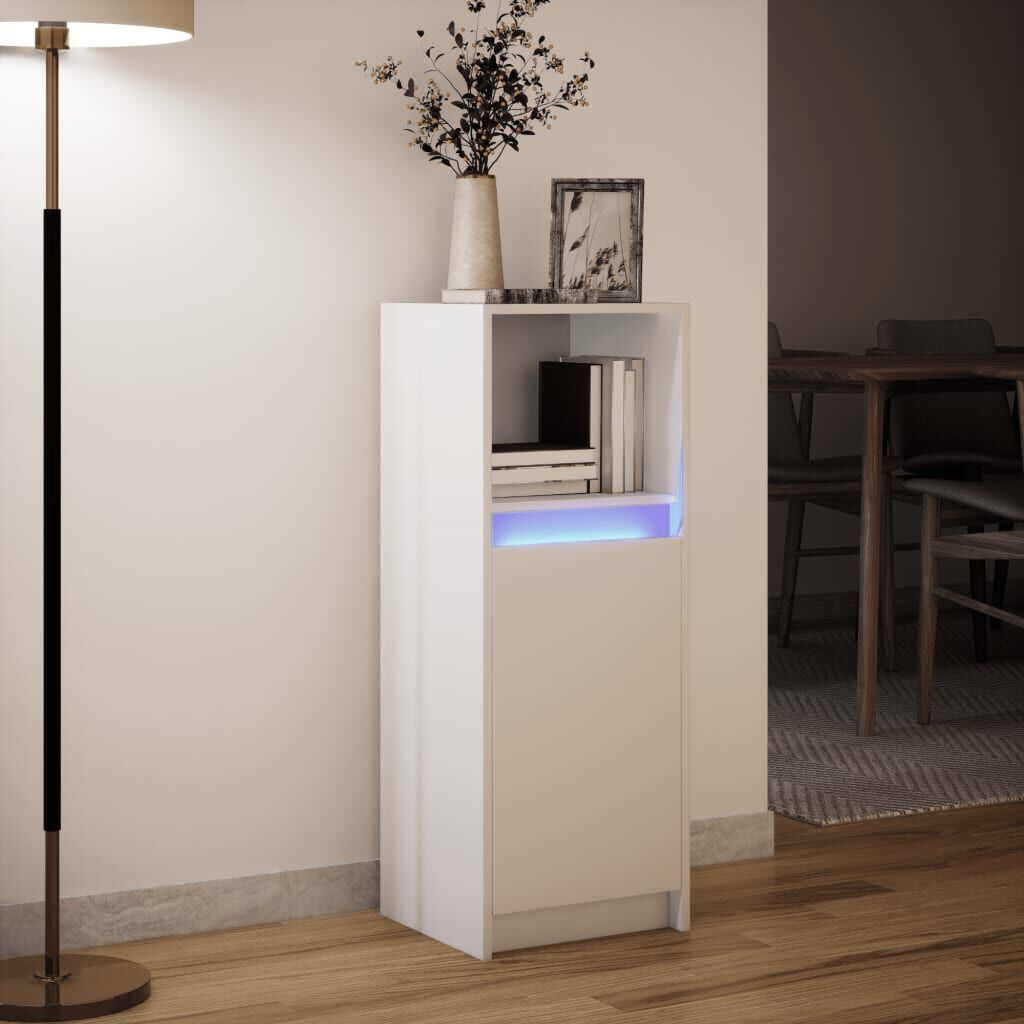 vidaXL Szafka z LED, biała, 38x34x100 cm, materiał drewnopochodny
