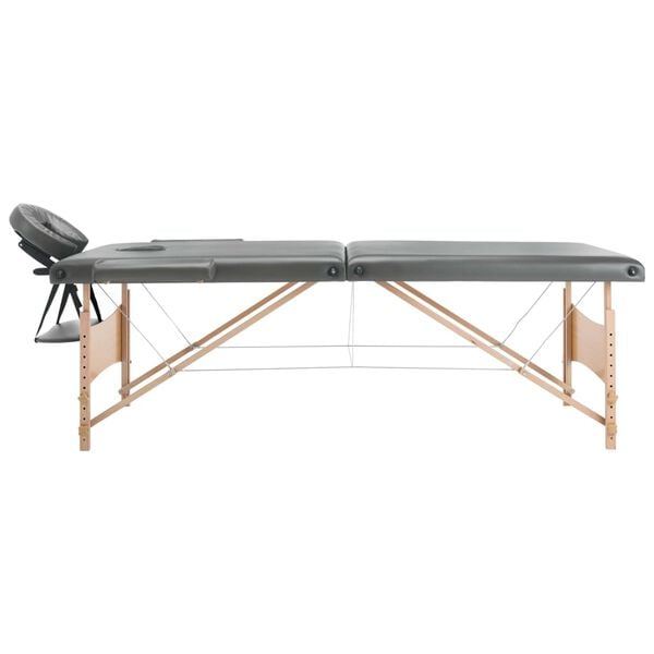 vidaXL Stół do masażu z 2 strefami, drewniana rama, antracyt, 186x68cm