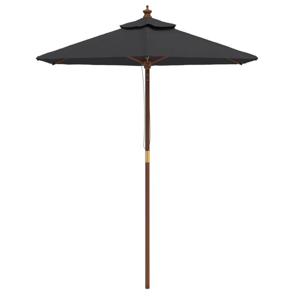 vidaXL Parasol ogrodowy na drewnianym słupku, czarny, 196x231 cm