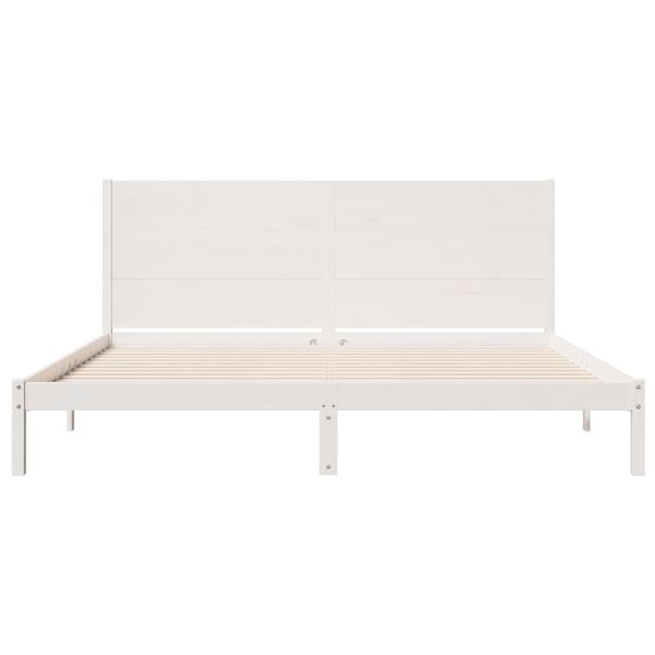 vidaXL Dłuższe łóżko bez materaca, białe, 200x220 cm, lite drewno
