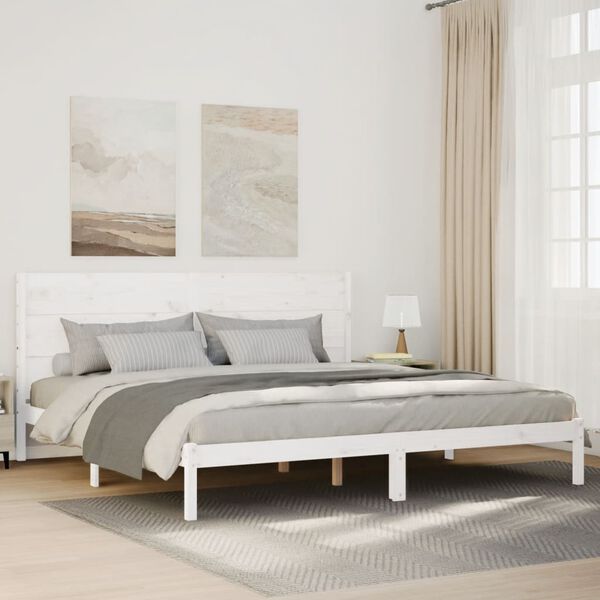 vidaXL Dłuższe łóżko bez materaca, białe, 200x220 cm, lite drewno